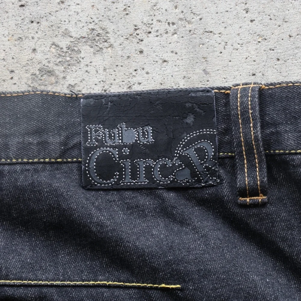 Y2K FUBU The Collection Men's Jeans Size‎ 38 Black Baggy Hip Hop Embroidered